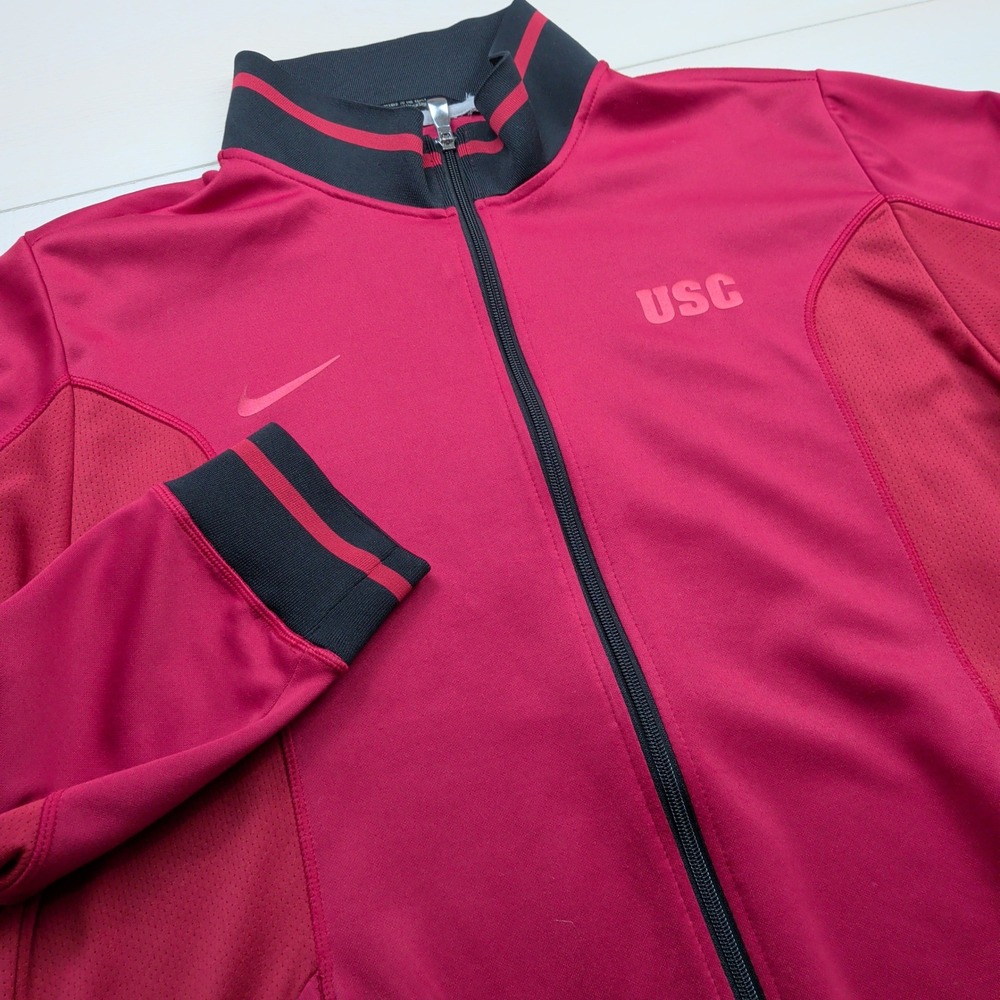 Nike USC Trojans Dri-FIT Track Jacket Mens Large Red Full Zip Training Coat